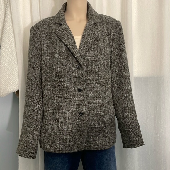 Denver Hayes long sleeve Blazer black and grey tweed look faux pockets size XL - Picture 1 of 5